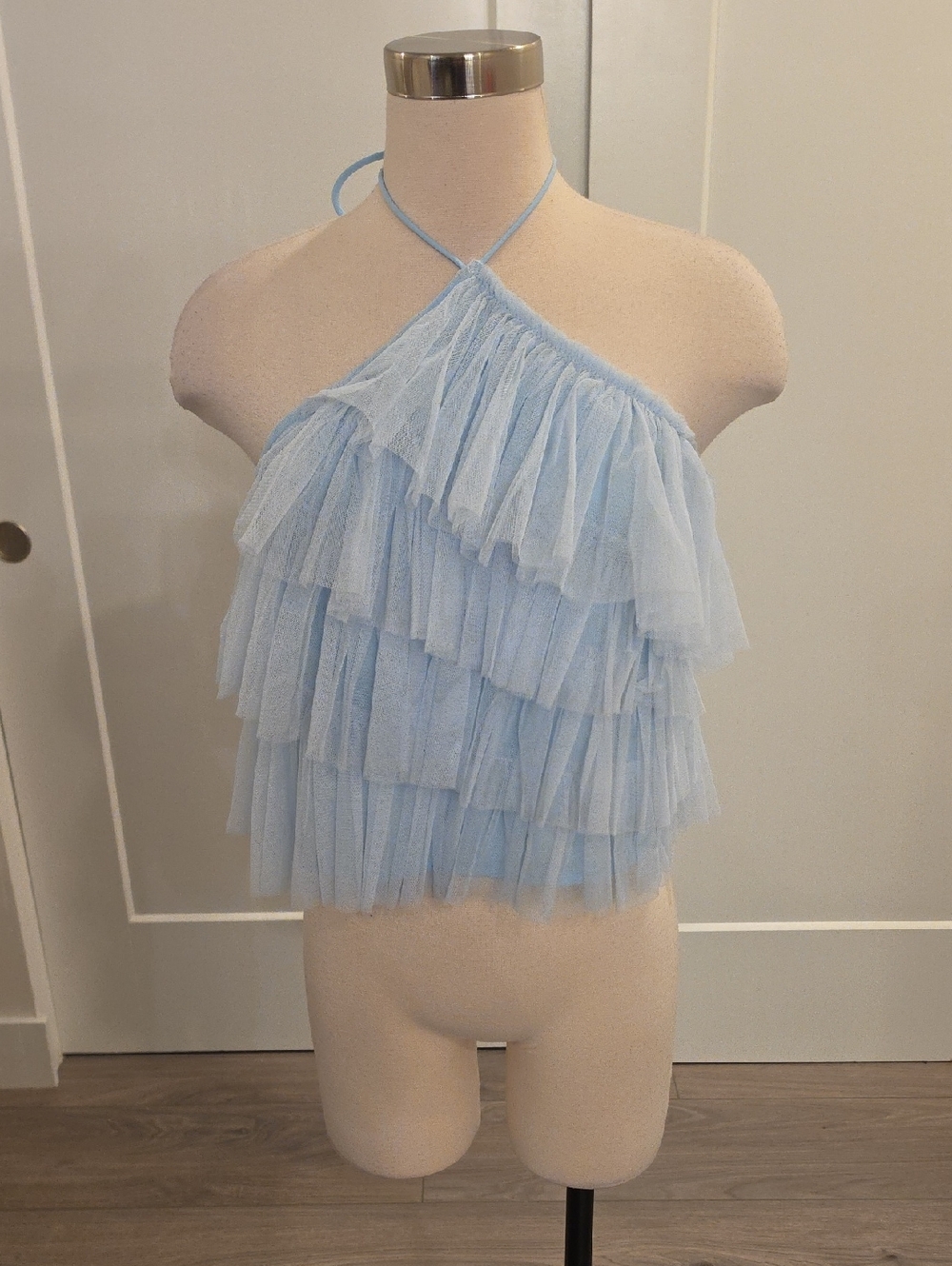 Idea Ditto Sky-Blue Tiered Tulle Halter  Top size S new with tags